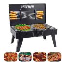 Chefman Briefcase Barbeque Grill Accessories with 8 Skewers Set (Black) for Home and Picnic...
