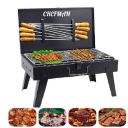 Chefman Portable Barbeque Grill Accessories with 6 Skewers Set (Black) for Home and Picnic...