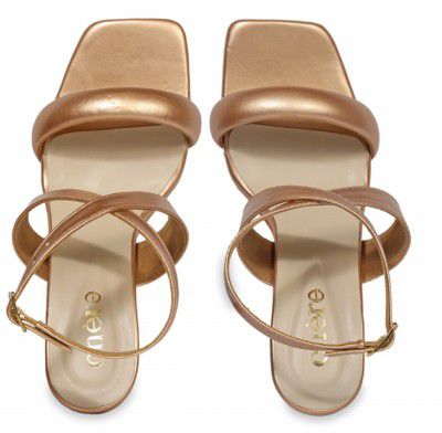 CHERE Metallic Gold Cross Strap Chunky Block Heels for Women’s | Comfortable Sandals for Casual, Party and Formal Occasions