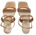 CHERE Metallic Gold Cross Strap Chunky Block Heels for Women’s | Comfortable Sandals for Casual, Party and Formal Occasions...