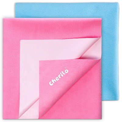 Cherilo Instadry Extra Absorbent Baby Dry Sheet/Bed Protector - Large (Pack of 2,Pink + Sky Blue)