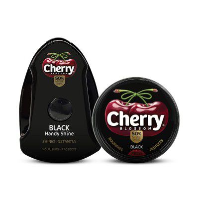 Cherry Blossom Wax Polish 40gm (Black) + Handy shine (Black)