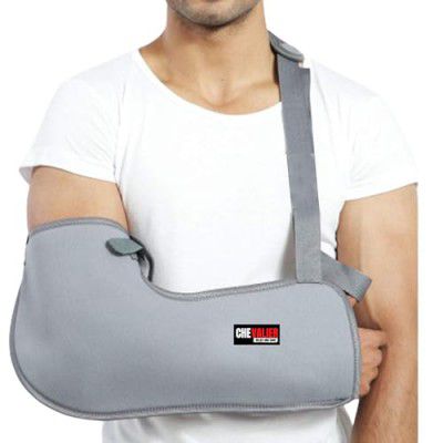 CHEVALIER Arm Sling Pouch Belt, Arm Brace Immobilizer with Elbow Support for Fracture, Sprain, Dislocation and Pain Relief (M, Grey)