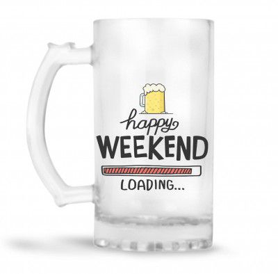 CHHAAP Glass Printed Beer Mug with Handle Gift for Men Dad Brother Husband Son Boyfriend Friends