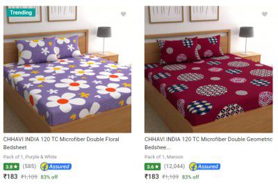 Chhavi Bedsheets at 80% Off Starting ₹183