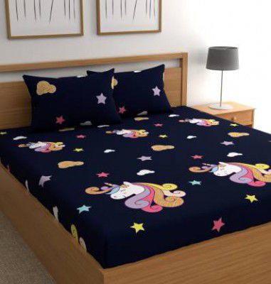 CHHAVI INDIA 160 TC Microfiber Double 3D Printed Bedsheet  (Pack of 1, Multicolor)