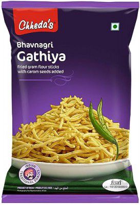 Chheda's - Bhavnagri Gathiya - Fried Gram Flour Sticks, Carom Seeds - 350 Gm Pack of 1