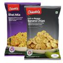 Chheda's - Salt N Pepper Banana Chips (350Gm) and Bhel Mix (350Gm) | Banana Wafers | Indian Namkeen |Ready to Eat - Combo Pack...