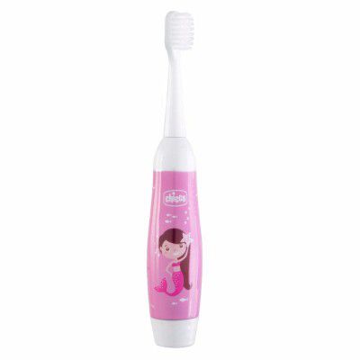 Chicco Kid Electric Toothbrush Pink with Replaceable Battery and Replacement Brush Head | Pack of 2