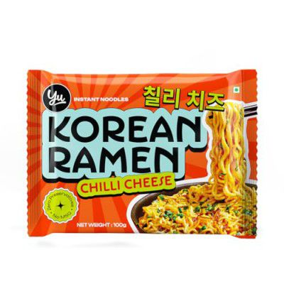 Chilli Cheese Korean Ramen - Zero Preservatives & No MSG - 100% Natural Ingredients & Veg - Instant Noodles Ready in 6 Mins - 100g