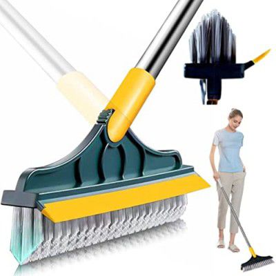 ChillyFit bathroom cleaning brush, 2 in 1 scrub cleaning brush with soft scraper