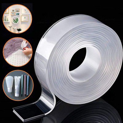 CHIMMET Cleaning Double Sided Tape Silicon Transparent Gel Double Sided Heavy Duty Tape Heat Resistant Keys Puller Free (GRIP TAP)