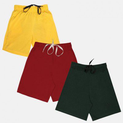CHIMPRALA Short For Boys Casual Solid Polycotton (Multicolor, Pack of 3)