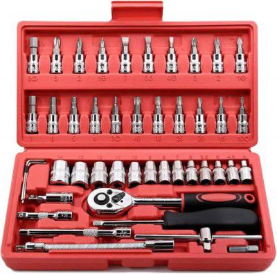 ChinuStyle High Quality 1/4-Inch Tool Ratchet Wrench Kit Household Socket Set  (Pack of 1)