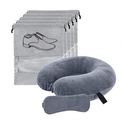 Chipal Neck Pillow and Eye Mask and Shoe Cover, Car Comfort for Pain Relief, Flights, Car Rides - Car Cushions Air Pillow for Sleeping & Neck Rest