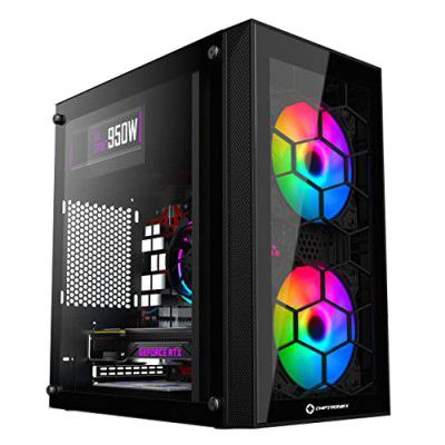CHIPTRONEX Z910 Micro ATX Gaming Cabinet, USB 2.0 Gaming Case, Tempered Glass Computer Case, Cabinet for PC, PC Cabinet, RGB Light, MATX MITX Motherboard Support (Case Without SMPS)