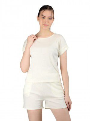 CHKOKKO Cotton Round Neck Half Sleeve Crop Top TRegular Fit Shirt for Women