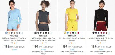 CHKOKKO Gym Wear Crop Top for Women @ ₹191 | Upto 90% Off