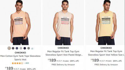 CHKOKKO Men Cotton Gym Tank Tops Sleeveless Sports Vest Starts ₹189
