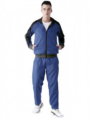CHKOKKO Men Winter Track Suit Cotton Fleece Hooded Zipper Set