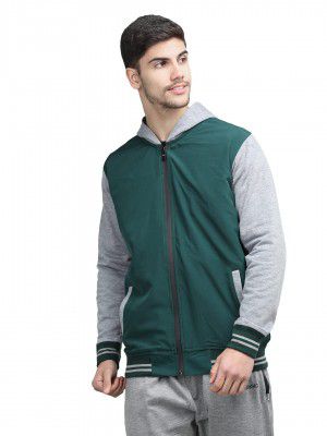 CHKOKKO Men's Fleece Hooded Neck Jacket Black