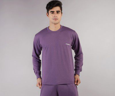 CHKOKKO Men's Terry Cotton Loose Fit Full Sleeves Regular Fit T-Shirt
