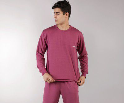 CHKOKKO Men's Terry Cotton Loose Fit Full Sleeves Regular Fit T-Shirt