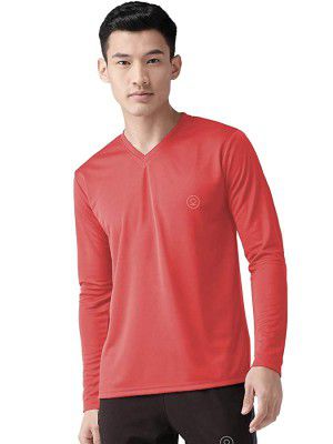 CHKOKKO Mens V Neck Dry Fit Full Sleeves Gym Sports T-Shirt