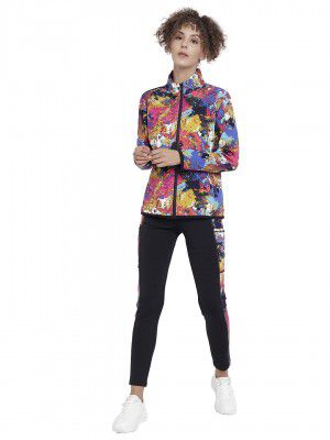 CHKOKKO Women Printed Zipper Track suit