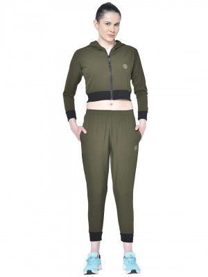 CHKOKKO Women Sports Zipper Running Winter Track Suit Set