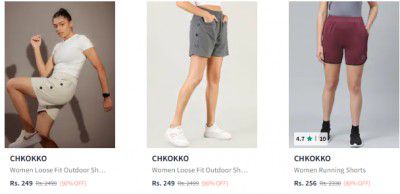 Chkokko Women's Shorts Stars ₹249 | upto 90% Off