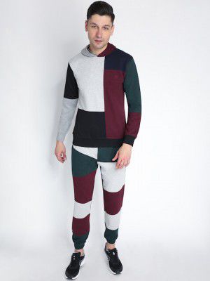 CHKOKKOChkokko Men Grey & Black Colourblocked Track Suit