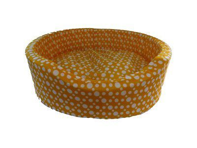 Choostix Bed, Dog & Cat EPE Foam Basket, Royal Round, Ultra Soft, Polka Dot, Yellow, Medium, 900 Gram