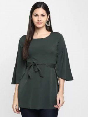 CHRISTEENA Round Neck Longline Top