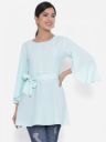 CHRISTEENA Women Green Crepe Longline Top...