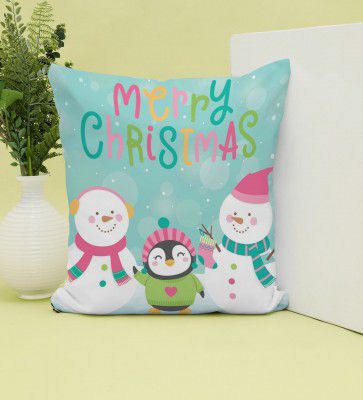 Christmas Collection Multicolor Abstract Satin 16X16 Inches Cushion Cover,