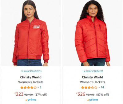 Christy World Women's Jackets Upto 87% Off
