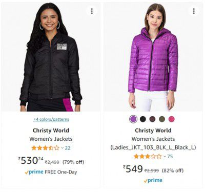 Christy World Women's Jackets upto 80% off