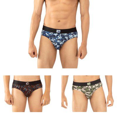 Chromozome Mens Cotton-Stretch Printed Briefs (Pack of 3)