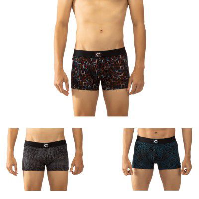 Chromozome Mens Cotton-Stretch Printed Trunks (Pack of 3)