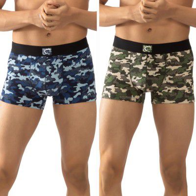 Chromozome Mens Cotton-Stretch Printed Trunks (Pack of 2)
