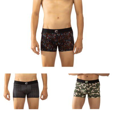 Chromozome Mens Cotton-Stretch Printed Trunks (Pack of 3)