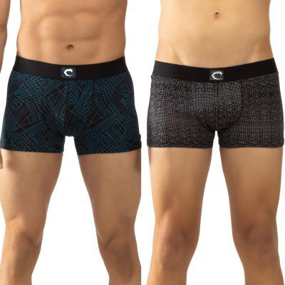 Chromozome Mens Cotton-Stretch Printed Trunks (Pack of 2)