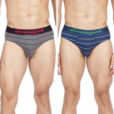 Chromozome Mens Cotton-Stretch Striper Briefs (Pack of 2)