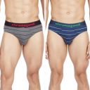 Chromozome Mens Cotton-Stretch Striper Briefs (Pack of 2)...