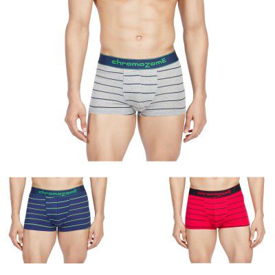 Chromozome Mens Cotton-Stretch Striper Trunks (Pack of 3)