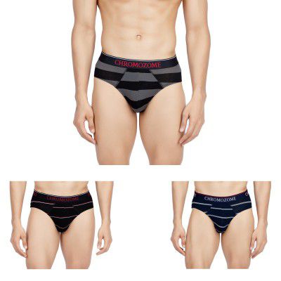 Chromozome Mens Modal-Stretch Striper Briefs (Pack of 3)