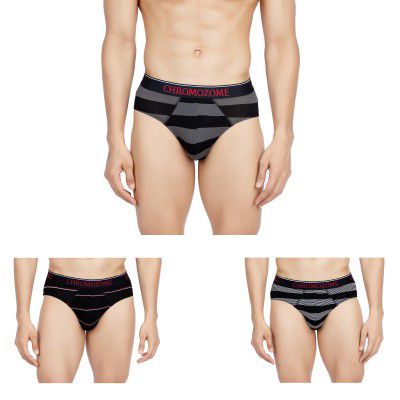 Chromozome Mens Modal-Stretch Striper Briefs (Pack of 3)