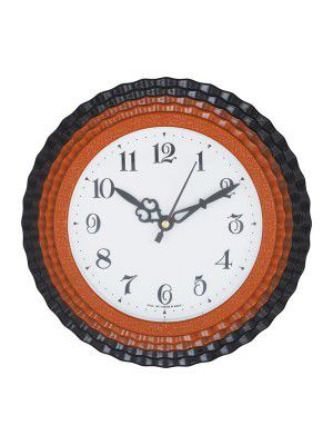 CHRONIKLE Classic Round Orange Color Plastic Case Analog Wall Clock for Living Room Home Decorations Office Gifts (Size: 20.5 x 4 x 20.5 CM | Weight: 190 Gram)