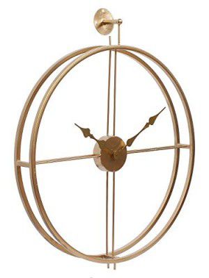 CHRONIKLE Decorative Round Golden Color Metal Sweep Movement Wall Mount Clock